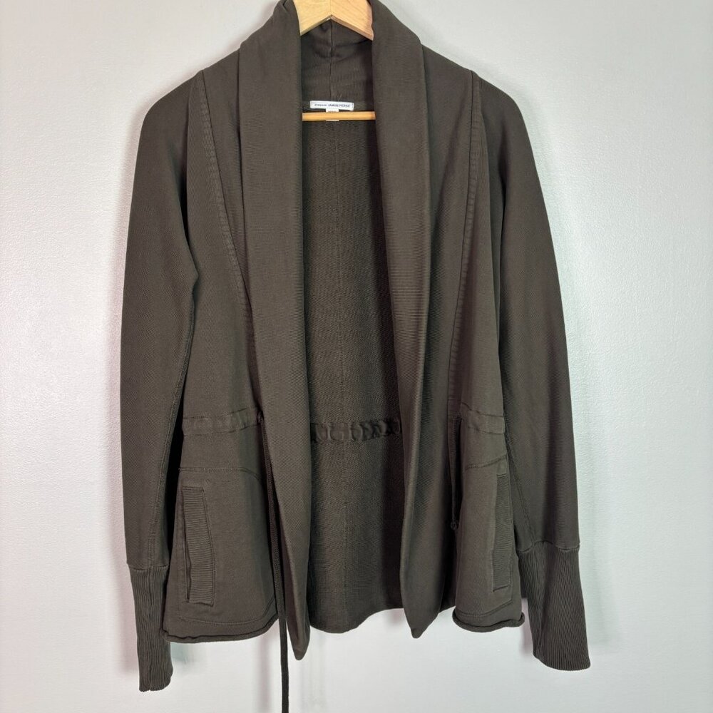 Standard James Perse Cardigan 1 Women's Small Brown Shawl Collar Cotton Pockets